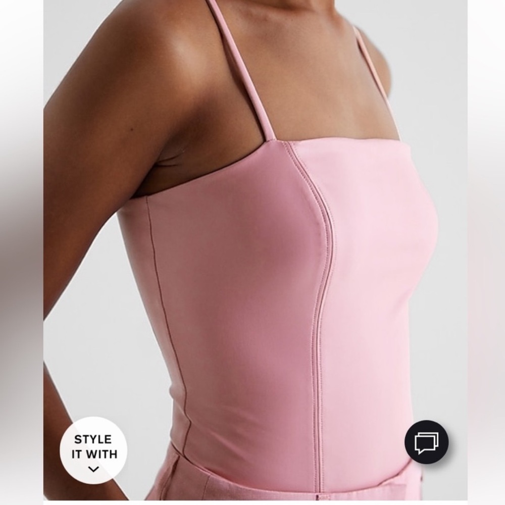 EXPRESS Body Contour Faux Leather Cami Bodysuit Pink Size XS